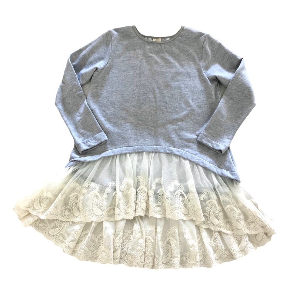 oh baby! Gray Tunic Top with Cream Lace 6